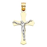 14K 2T Jesus Crucifix Cross Religious Pendant | 14K Two Tone Gold Christian Jewelry Jesus Pendant Locket For Women Men | 23 mm x 14 mm Gold Chain Pendants | Weight 1.3 grams