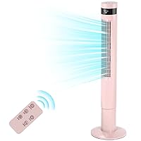 Antarctic Star Tower Fan Portable Electric Oscillating Fan Quiet Cooling Remote Control Standing Bladeless Floor Fans 3 Speeds Wind Modes Timer Bedroom Office (43 inch, Pink)