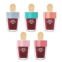 Ice Cream Shape Lip Gloss 5Colors Set Long Lasting Waterproof Non-stick Cup Liquid Lipstick Lip Glosses Kit