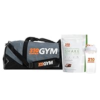 Fitness Bundle by 310 Nutrition - Includes Keto and Paleo Friendly Chocolate Vegan Organic Meal Replacement Shake (28 Servings), Gym Bag and Protein Shaker Cup
