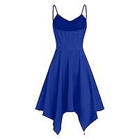 Women's Flowy Swing V-Neck Glamorous Dress Beach Casual Loose-Fitting Summer Sleeveless Knee Length Solid Color