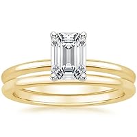 Engagement Ring with 2.00CT Moissanite, 14K Yellow Gold, Emerald Cut Solitaire