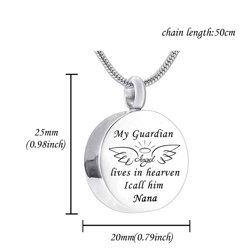 HQ Cremation Jewelry for Ashes Pendant Wing round Urn Necklace Stainless Steel Memorial Urn Locket Keepsake Ashes Jewelry for Women/Men (Papa)