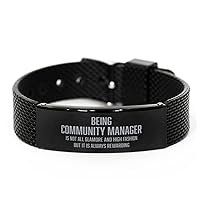 Inspirational Community Manager Black Shark Mesh Bracelet, Being Community Manager is not All glamore and high Fashion but it is Always rewarding, Best Birthday for Community Manager