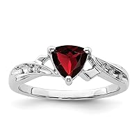 925 Sterling Silver Rhodium Plated Diamond and Garnet Love Heart Ring Measures 2mm Wide Jewelry for Women - Ring Size Options: 6 7 8 9