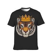 Mens Funny-Graphic T-Shirt Cool-Tees Novelty-Vintage Short-Sleeve Hip Hop: 3D Lion Print Active Sport College Wear Dad Gift