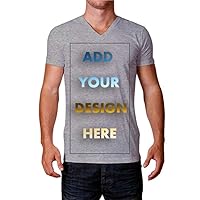 Custom Mens V-Neck T-Shirts Design Your Own Text or Image Adult Unisex Shirt