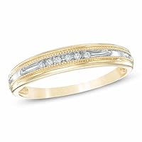 10K Two-Tone Gold Diamond Accent Vintage-Style Wedding Band Ring (I-J / I2I3)