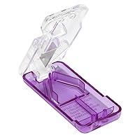Pill Cutter and Splitter with Dispenser, Cuts Pills, Vitamins, Tablets, Stainless Steel Blade, Travel Sized, Purple