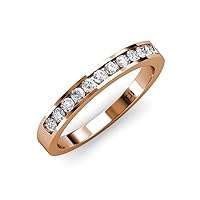 Round Lab Grown Diamond 11 Stone Channel Set Women Wedding Band Stackable (VS2-SI1, G) 0.33 ctw 14K Gold