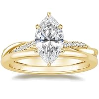 Solid 14k Yellow Gold Prong Petite Twisted Vine Simulated 3 CT Diamond Engagement Ring Promise Bridal Ring