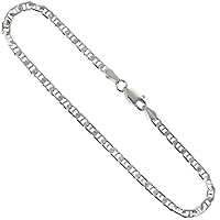 Sterling Silver Anklet Anchor Chain Flat Mariner 3 mm Nickel Free Italy, sizes 9-9.5 inch