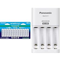 Eneloop Panasonic AA 2100 Cycle Rechargeable Batteries (12-Pack) Advanced Individual Battery Charger