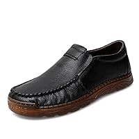 Men's Loafers Work & Safety Loafer Flats Fisherman Shoes Handmade Leather Slip On Low-top Spring Round-Toe for Male Casual Leisure