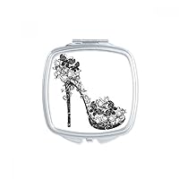High Heels Shoes Flower Butterfly Pattern Square Mirror Portable Compact Pocket Makeup Double Sided Glass