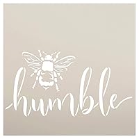 Bee Humble Stencil by StudioR12 | DIY Farmhouse Bumblebee Home & Classroom Decor | Spring Script Inspirational Word Art | Craft & Paint Wood Sign | Reusable Mylar Template | Select Size (12 x 12 inch)