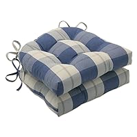 Pillow Perfect Outdoor/Indoor Branson Lapis Chair Pads, 15.5