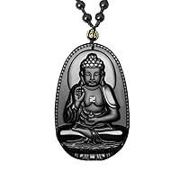 Black Obsidian Necklace Lucky Amulet Protection Pendant with Extended Bead Chain Healing Crystal Stone Talisman Necklaces Jewelry