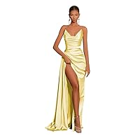 Women's Strapless Bridesmaid Dresses Satin Prom Dresses Long Mermaid Formal Party Dress with Slit UU27