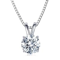 Women's 2 Ct Solitaire Necklace Pendant 925 Sterling Silver Simulated Diamond With 14K Gold Over White