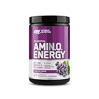 Optimum Nutrition Amino Energy Pre Workout, BCAA, Amino Acids - Juicy Strawberry Burst and Concord Grape, 30 Servings Each