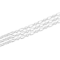 Adabele 5 Feet (60 Inch) Authentic 925 Sterling Silver Unfinished 2.7mm (0.11 Inch) Long Short Oval Link Chain Bulk for Jewelry Making Nickel Free Hypoallergenic SSK-F1