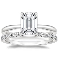 Moissanite Solitaire Engagement Ring, 4 Ct, Emerald Cut, 18K White Gold, Sizes 3-12