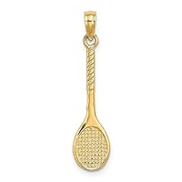 14k Gold 3 d Tennis Racquet Pendant Necklace Measures 25x7.4mm Wide 1.1mm Thick Jewelry for Women