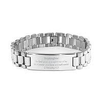 Christian Gifts For Stepdaughter Ladder Stainless Steel Bracelet, Stepdaughter For God gave us a spirit not of fear. 2 Timothy 1:7, Bible Verse Inspirational Birthday for Stepdaughter