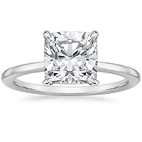 3.0 CT Cushion Colorless Moissanite Engagement Ring, Wedding/Bridal Ring, Solitaire Halo Style, Solid Gold Silver Vintage Antique Anniversary Promise Ring Gift for Her
