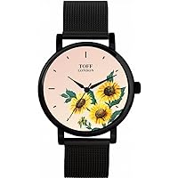 Yellow Sunflower Watch Ladies 38mm Case 3atm Water Resistant Custom Designed Quartz Movement Luxury Fashionable
