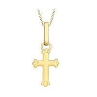 Carissima Gold 9ct Yellow Gold Semi Hollow Cross Pendant on Trace Chain Necklace of 40 cm / 16 Inches