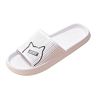 Men House Slippers Size 11 Summer Men Slippers Fashionable Cartoon Cat Print Flat Bottom Non Mens Vegan Slippers
