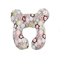 Newborn Baby Travel Pillow-Baby Neck Support Pillow for Toddler Car Seat to Protect Baby's Head (Flower,Cotton-Brown)