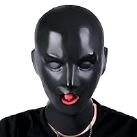 Black 3D Latex Mask Rubber Unisex Hood Red Teetch Cosplay Nasal Tube Club Sex BA05