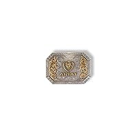 ARIAT Floral Rectangle Belt Buckle - Silver and Gold Western Cowboy Belt Buckle