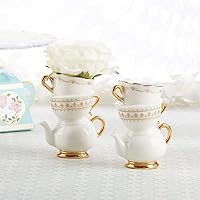 Kate Aspen Vintage Tea Party Antique Look Mini Ceramic Bud Vases (3.7 Inch Tall - Set of 2), Party Favor, Take Home Gift, Wedding Decoration, Table Decor, Bridal Shower Decorations (23263NA)