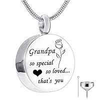 So Special, So Loved, That's You. Cremation Jewelry Round Pendant Rose Flower Necklace Memorial Ashes Keepsake & Free Fill kit