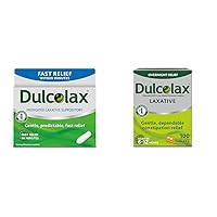 Dulcolax Fast Relief Medicated Laxative Suppositories Fast Relief & Stimulant Laxative Tablets (100 Count) Gentle Overnight Constipation Relief, Bisacodyl 5mg