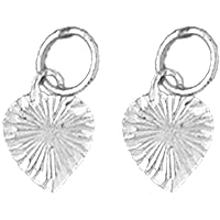 Heart Earrings | 14K White Gold Heart Lever Back Earrings - Made in USA