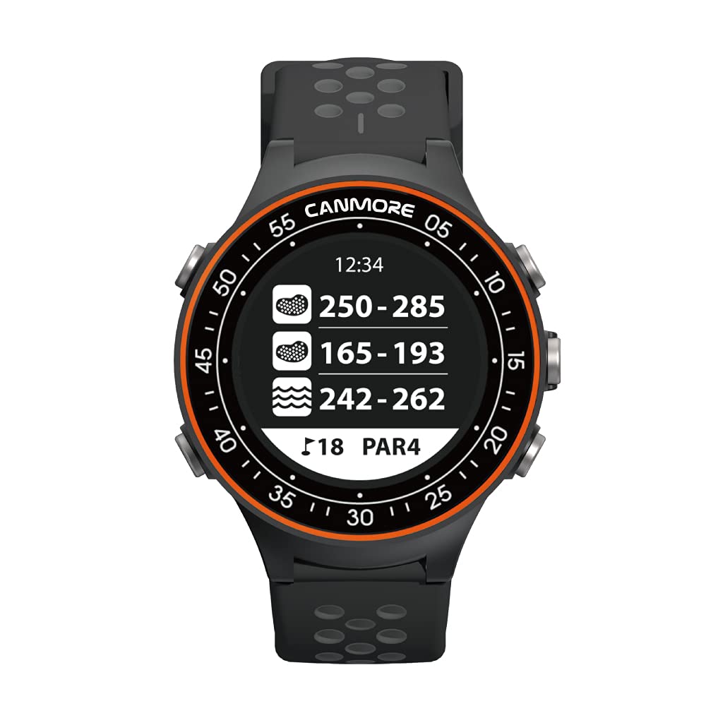 CANMORE TW410G GPS Golf Watch with Step Tracking (Orange)- 40,000+ Free Worldwide Golf Courses Preloaded - Minimalist & User Friendly