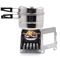 HTTMT- ET-COOK001+002-M- Portable Camping Outdoor Stove Cookware Stainless Steel Cooking Picnic Bowl Pot Pan Set
