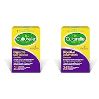 Culturelle Digestive Health Daily Probiotic Chewables, Probiotic for Men and Women, Most Clinically Studied Probiotic Strain, 10 Billion CFUs, Supports Occasional Diarrhea, Gas & Bloating, 24 Count