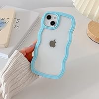 Soft Wavy Lines Phone Case for iPhone 11 12 13 14 Pro Max XS Max X XR 7 8 Plus SE 2020 2022 Candy Bumper Transparent Cases Cover,Blue,for iPhone 12Pro Max
