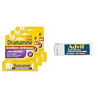 Dramamine Motion Sickness 8 Count 3 Pack and Advil 200mg Ibuprofen Pain Reliever 10 Tablets