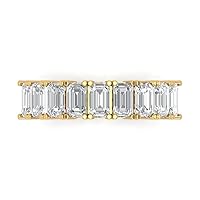 2.61 ct Brilliant Emerald Cut Clear Simulated Diamond 14k Yellow Gold Eternity Wedding Engagement Promise anniversary Band
