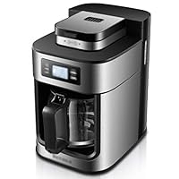 coffee machines Coffee Machine, Fully Automatic Coffee Machine Grinder Home Coffee Machine Soy Powder Dual-use Coffee Machine Drip Coffee Machine 198mm× 277mm × 302mm Silver (Co