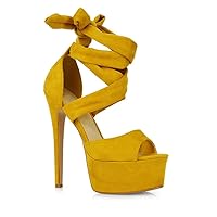 Womens High Heel Sandals Ladies Platform Lace Up Straps Peeptoe Shoes Size 5-10
