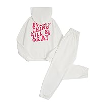SOLY HUX Girl's Casual 2 Piece Outfits Graphic Long Sleeve Hoodies Sweatshirts and Sweatpants Set Fall Clothes