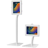 Anti-Theft Height Adjustable Kiosk Floor Stand CTA Secure Lockable Store Kiosk W/Height Adjustable Mechanism | for iPad 7/8/9 iPad Pro 11” Inch Samsung & Microsoft Tablets - White (PAD-PARAFDW)
